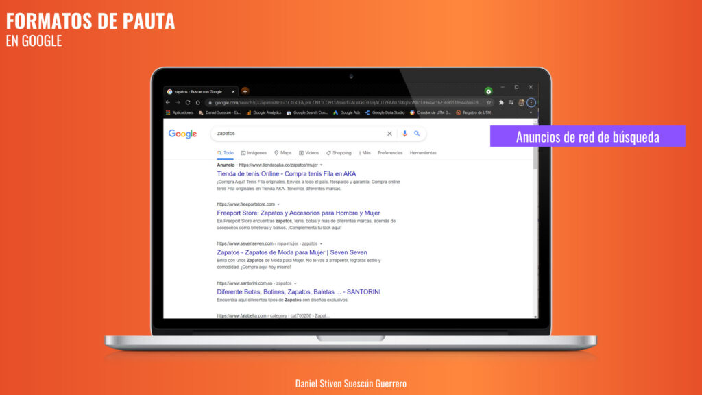 Anuncios de red de búsqueda para pauta en google